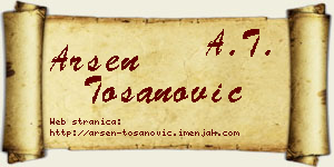 Arsen Tošanović vizit kartica